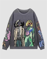 Portrait Print Pullover Sweatshirt